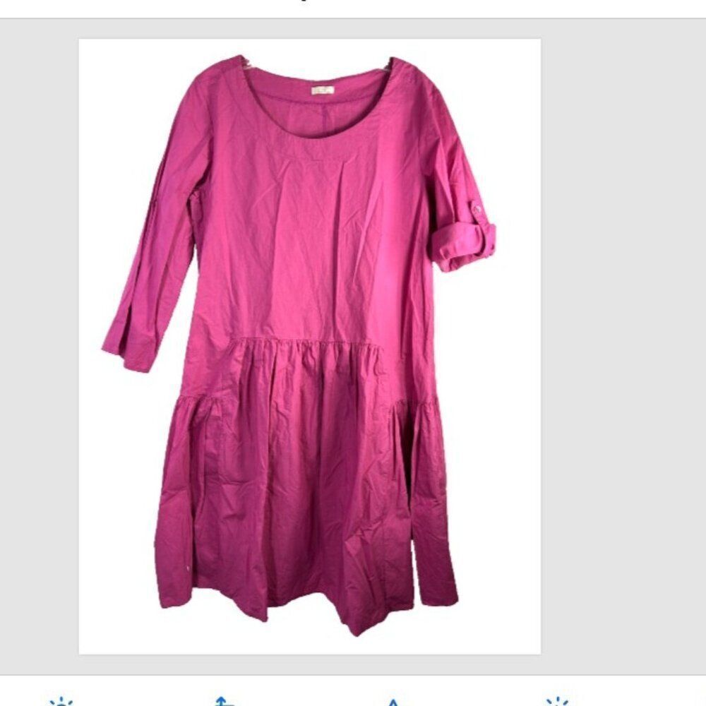 Oltre ladies dress Drop waist 10 pink purple lagonlook boho casual poplin day